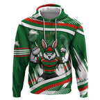 Rabbitohs Rugby Mascot Hoodie Fierce Athlete Graphic in Sports Style