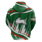 Rabbitohs Rugby Mascot Hoodie Fierce Athlete Graphic in Sports Style