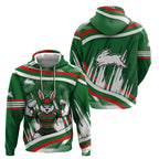 Rabbitohs Rugby Mascot Hoodie Fierce Athlete Graphic in Sports Style