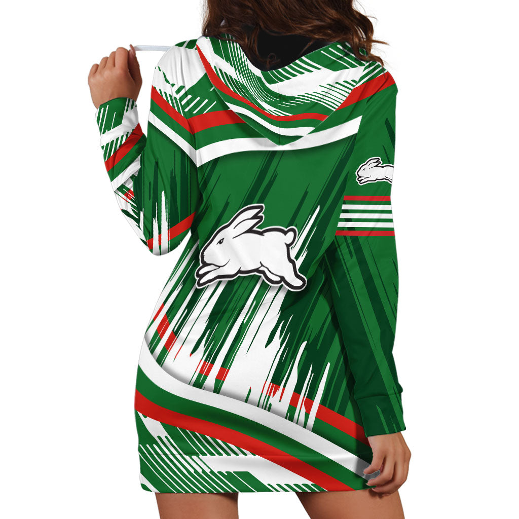 Rabbitohs Rugby Mascot Hoodie Dress Fierce Athlete Graphic in Sports Style