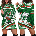 Rabbitohs Rugby Mascot Hoodie Dress Fierce Athlete Graphic in Sports Style