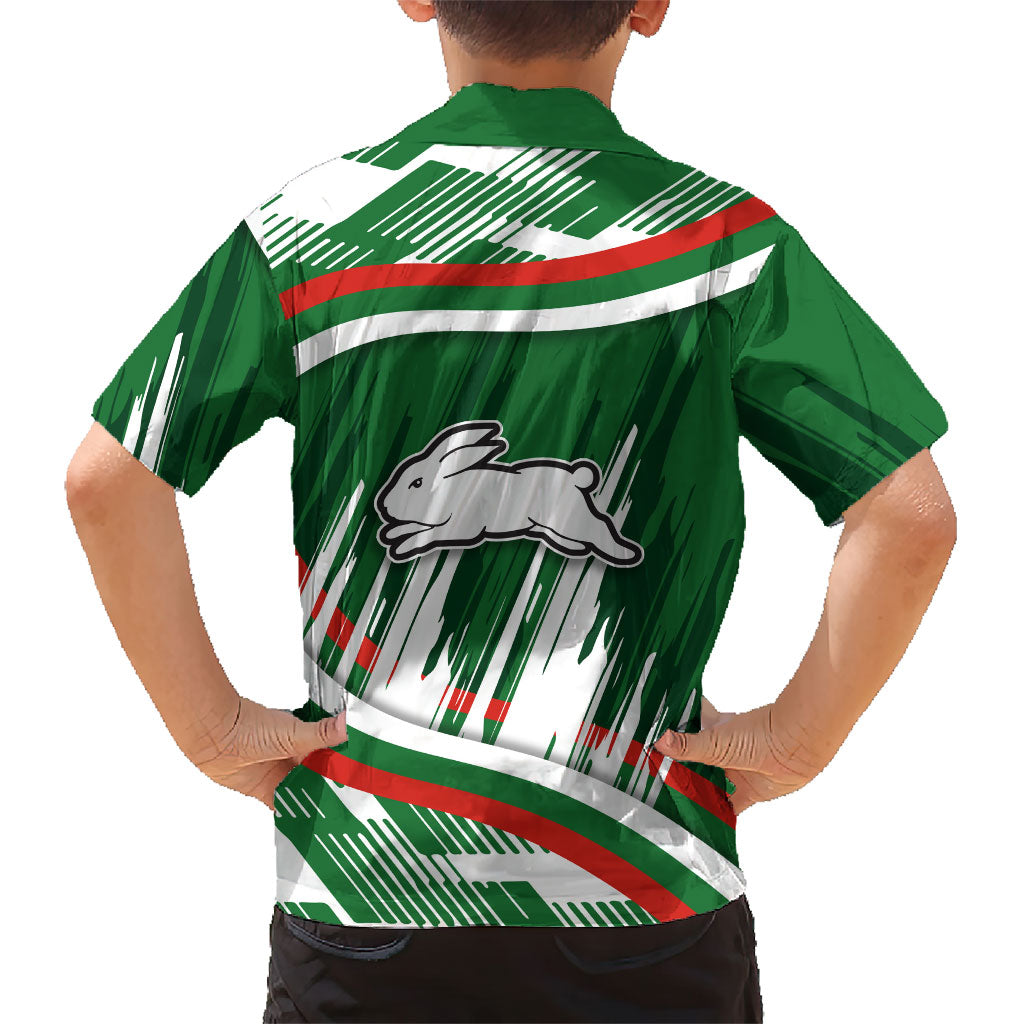 Rabbitohs Rugby Mascot Kid Hawaiian Shirt Fierce Athlete Graphic in Sports Style