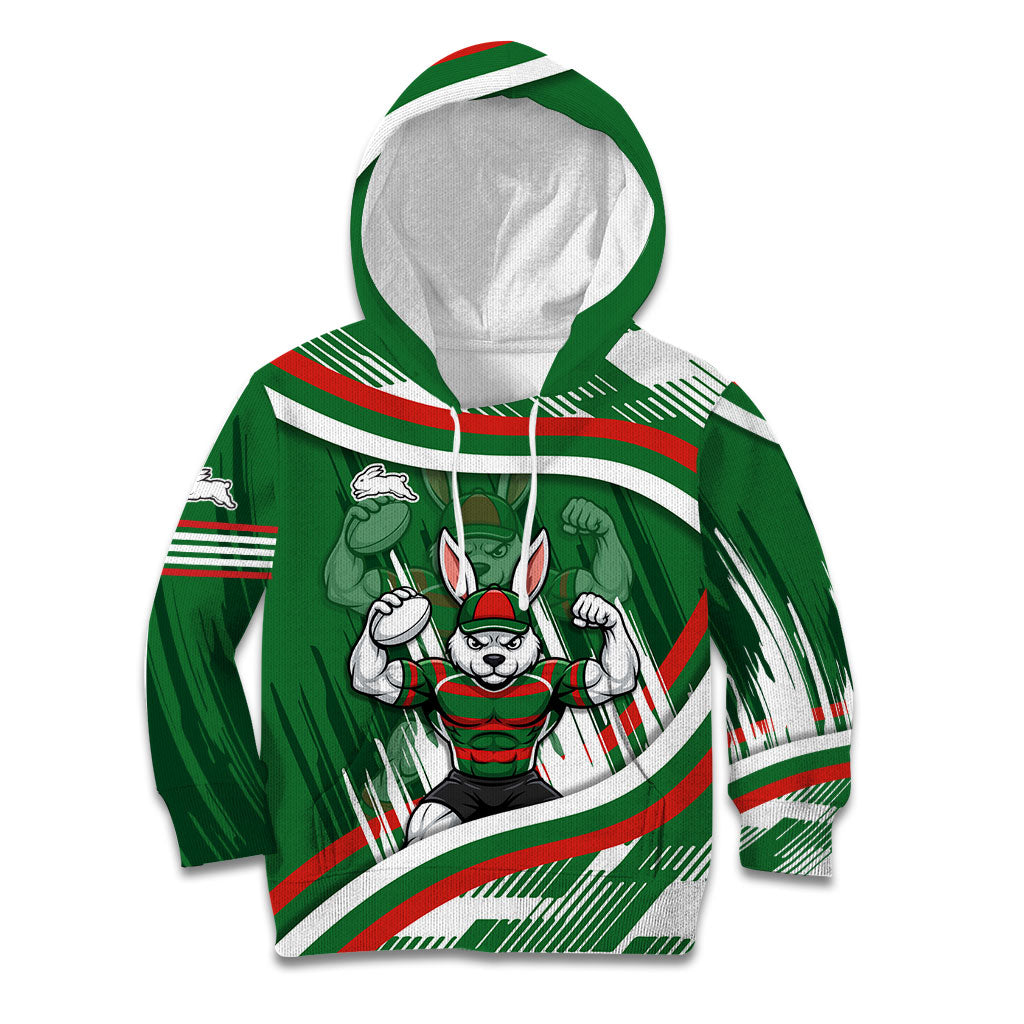 Rabbitohs Rugby Mascot Kid Hoodie Fierce Athlete Graphic in Sports Style