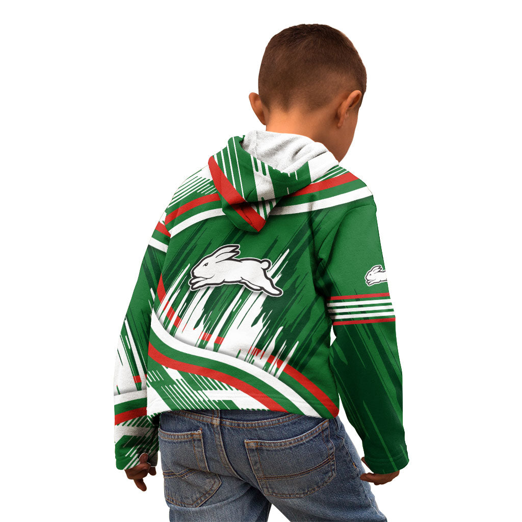 Rabbitohs Rugby Mascot Kid Hoodie Fierce Athlete Graphic in Sports Style