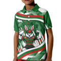 Rabbitohs Rugby Mascot Kid Polo Shirt Fierce Athlete Graphic in Sports Style