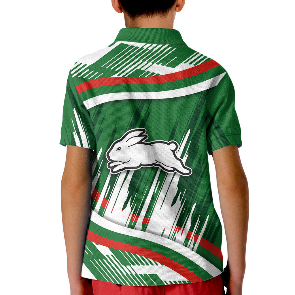 Rabbitohs Rugby Mascot Kid Polo Shirt Fierce Athlete Graphic in Sports Style