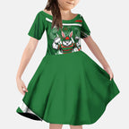 Rabbitohs Rugby Mascot Kid Short Sleeve Dress Fierce Athlete Graphic in Sports Style
