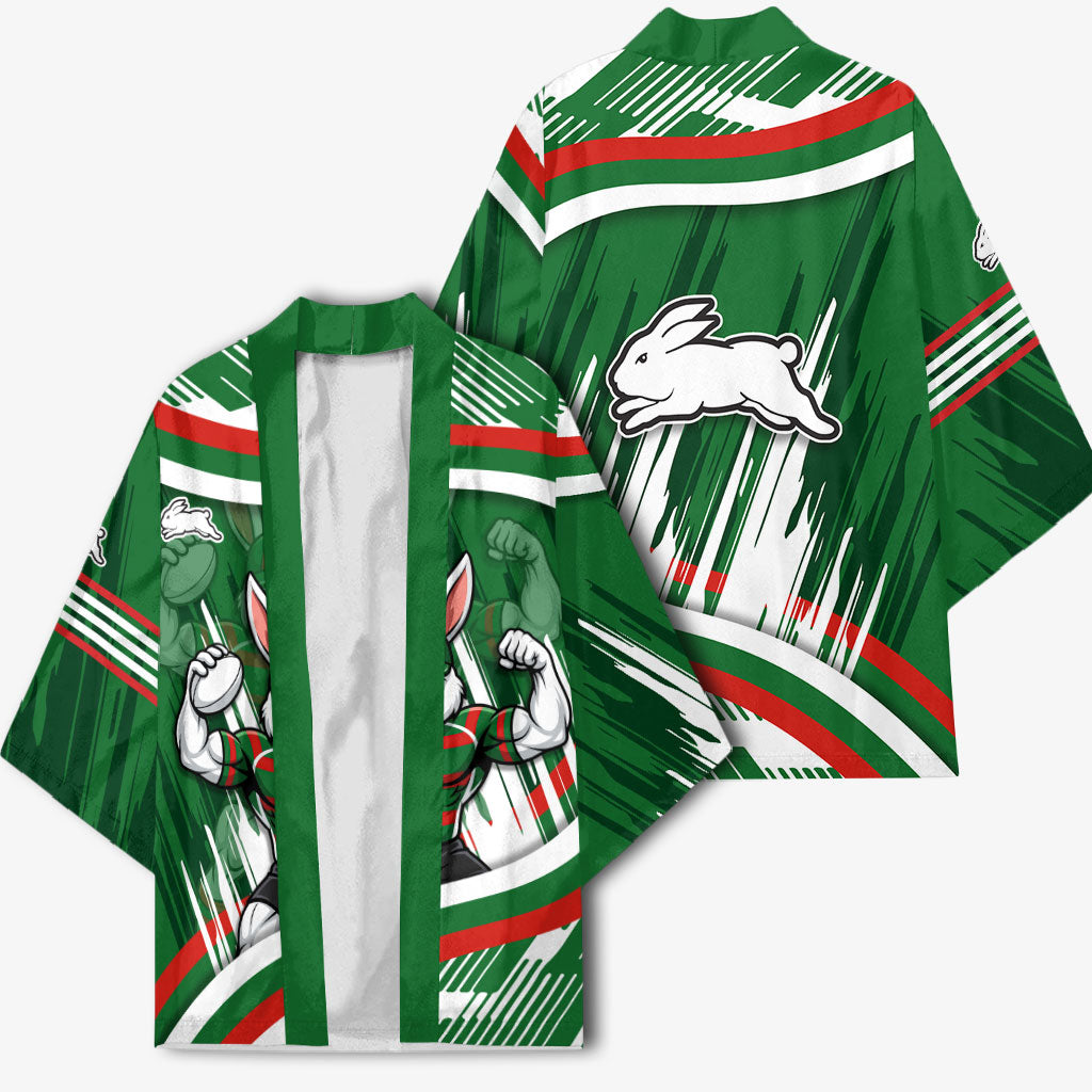Rabbitohs Rugby Mascot Kimono Fierce Athlete Graphic in Sports Style