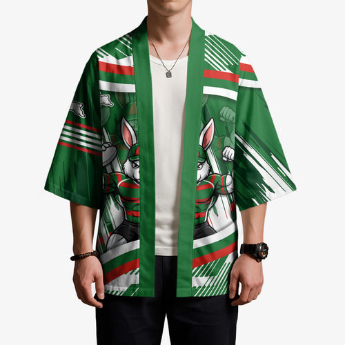 Rabbitohs Rugby Mascot Kimono Fierce Athlete Graphic in Sports Style