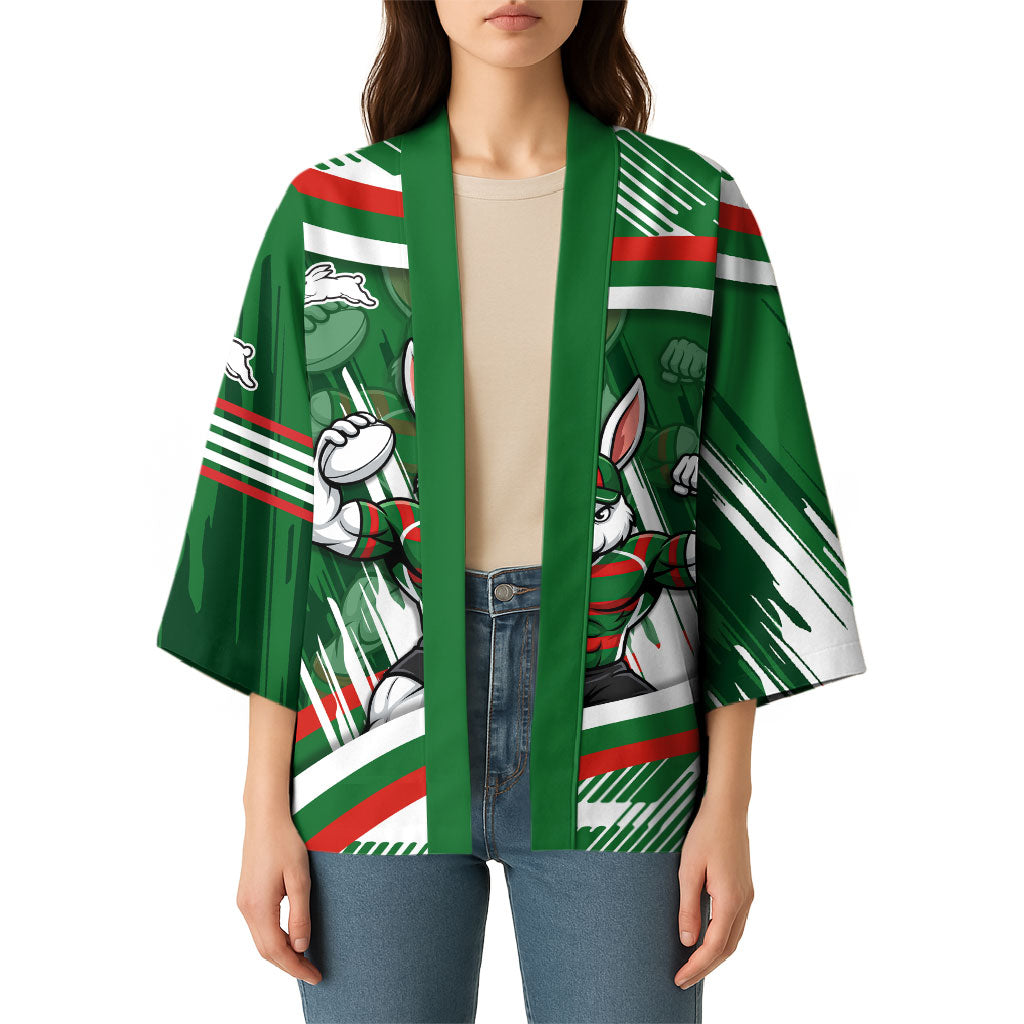 Rabbitohs Rugby Mascot Kimono Fierce Athlete Graphic in Sports Style