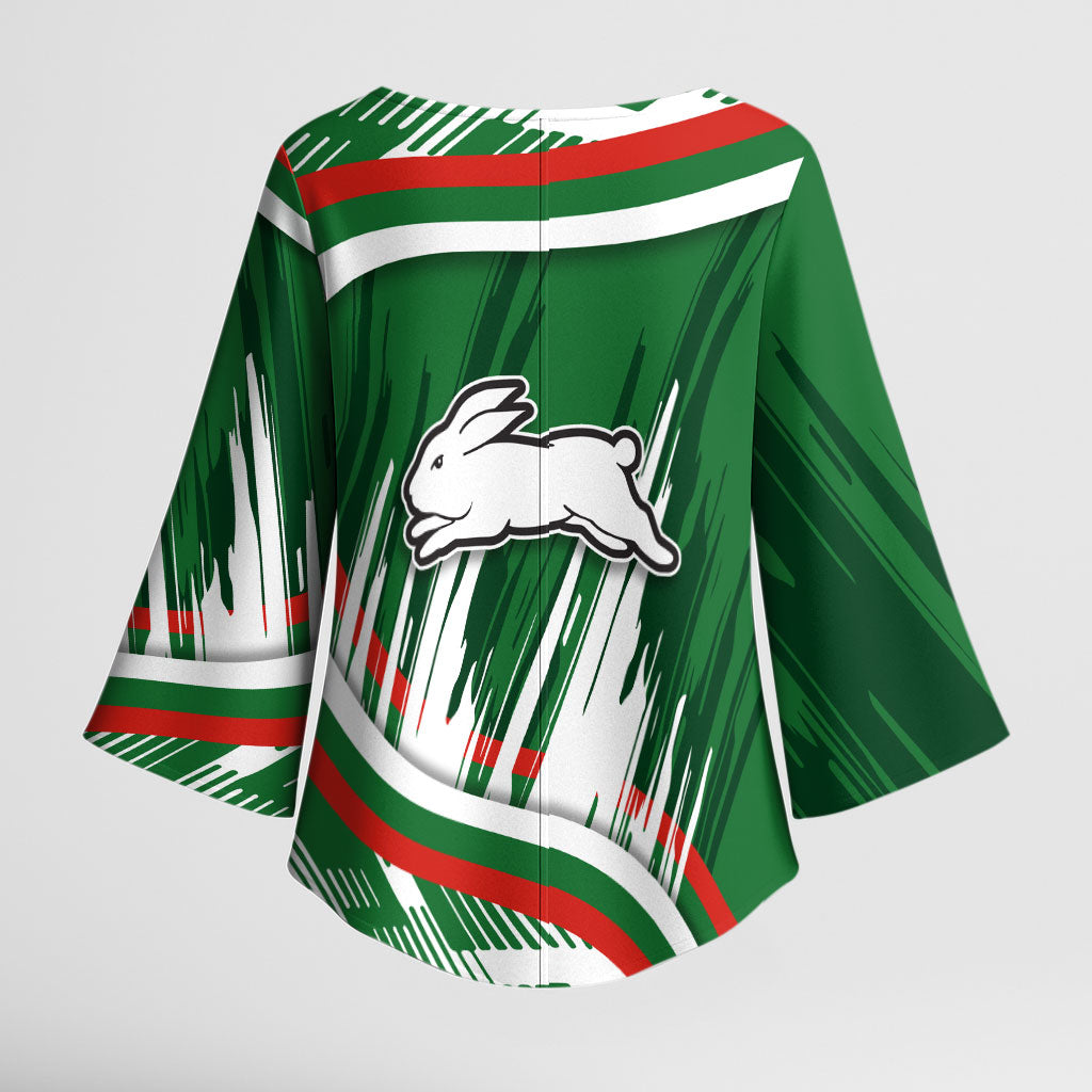 Rabbitohs Rugby Mascot Kimono Sleeve Blouse Fierce Athlete Graphic in Sports Style