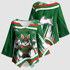 Rabbitohs Rugby Mascot Kimono Sleeve Blouse Fierce Athlete Graphic in Sports Style