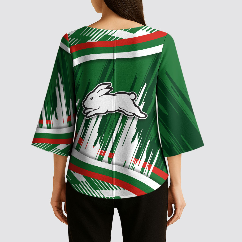 Rabbitohs Rugby Mascot Kimono Sleeve Blouse Fierce Athlete Graphic in Sports Style