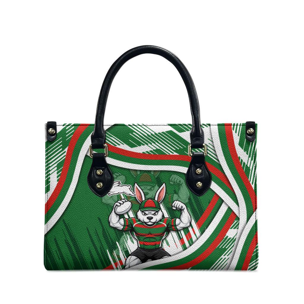 Rabbitohs Rugby Mascot Leather Bag Fierce Athlete Graphic in Sports Style