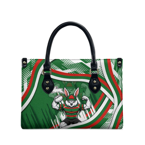 Rabbitohs Rugby Mascot Leather Bag Fierce Athlete Graphic in Sports Style