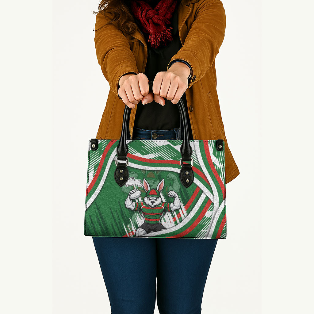 Rabbitohs Rugby Mascot Leather Bag Fierce Athlete Graphic in Sports Style