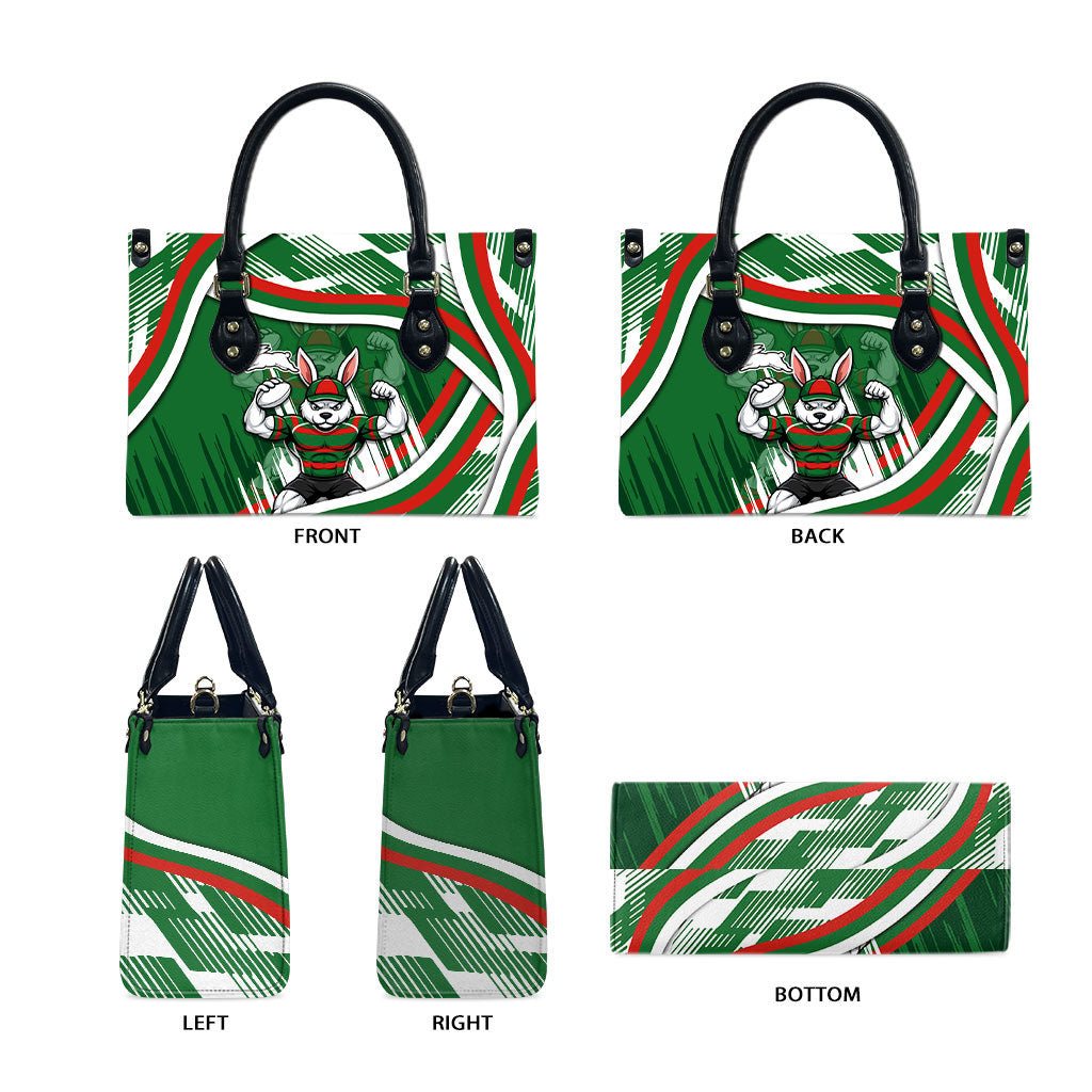 Rabbitohs Rugby Mascot Leather Bag Fierce Athlete Graphic in Sports Style