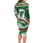 Rabbitohs Rugby Mascot Long Sleeve Bodycon Dress Fierce Athlete Graphic in Sports Style