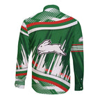 Rabbitohs Rugby Mascot Long Sleeve Button Shirt Fierce Athlete Graphic in Sports Style