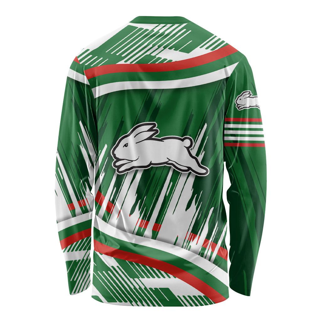 Rabbitohs Rugby Mascot Long Sleeve Shirt Fierce Athlete Graphic in Sports Style