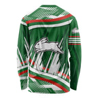 Rabbitohs Rugby Mascot Long Sleeve Shirt Fierce Athlete Graphic in Sports Style