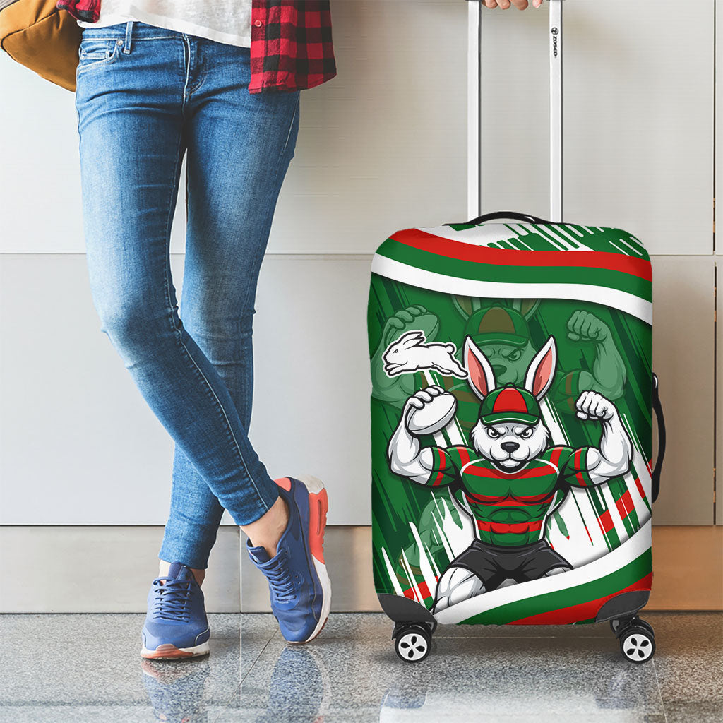 Rabbitohs Rugby Mascot Luggage Cover Fierce Athlete Graphic in Sports Style