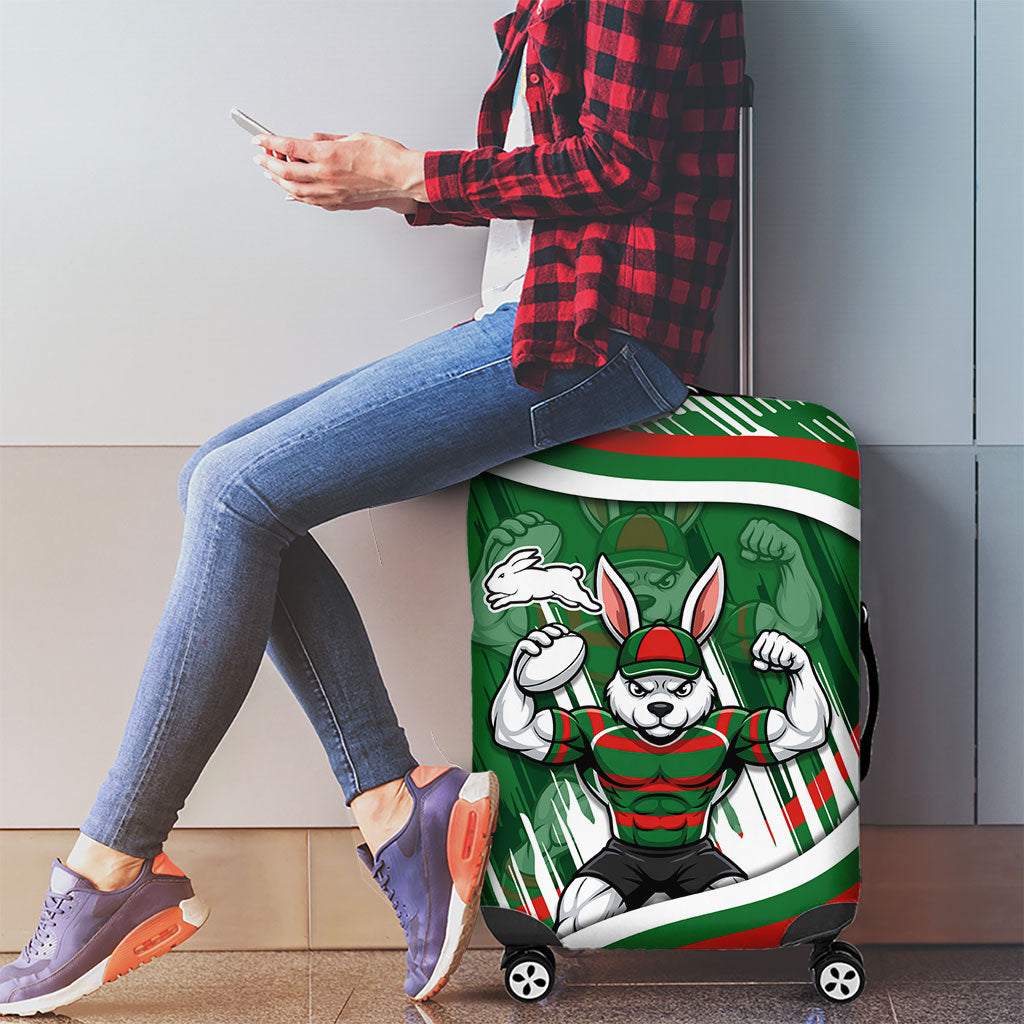 Rabbitohs Rugby Mascot Luggage Cover Fierce Athlete Graphic in Sports Style