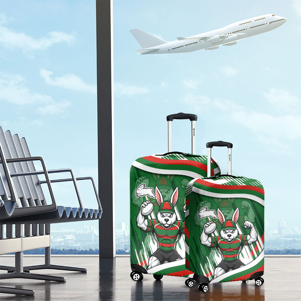 Rabbitohs Rugby Mascot Luggage Cover Fierce Athlete Graphic in Sports Style