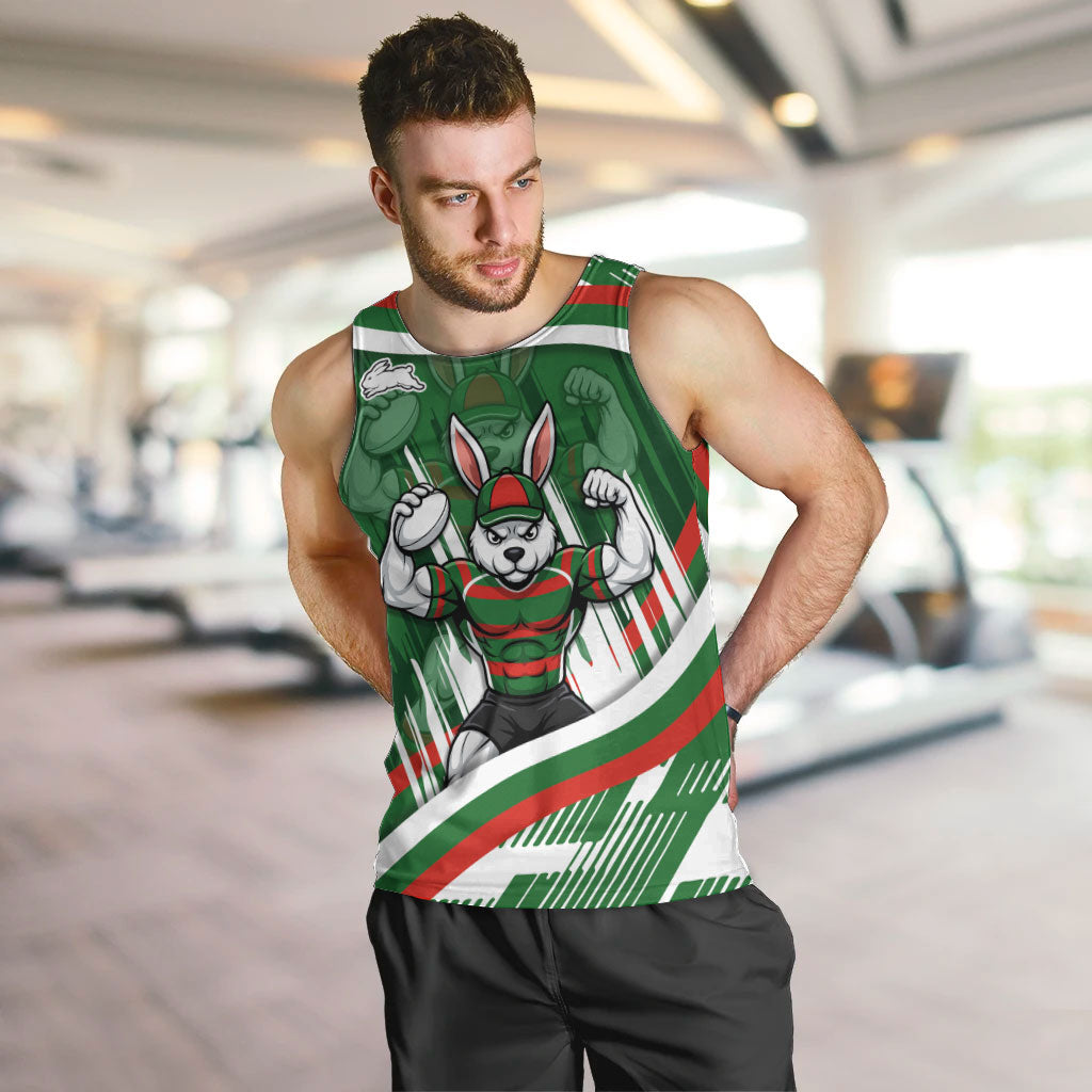 Rabbitohs Rugby Mascot Men Tank Top Fierce Athlete Graphic in Sports Style