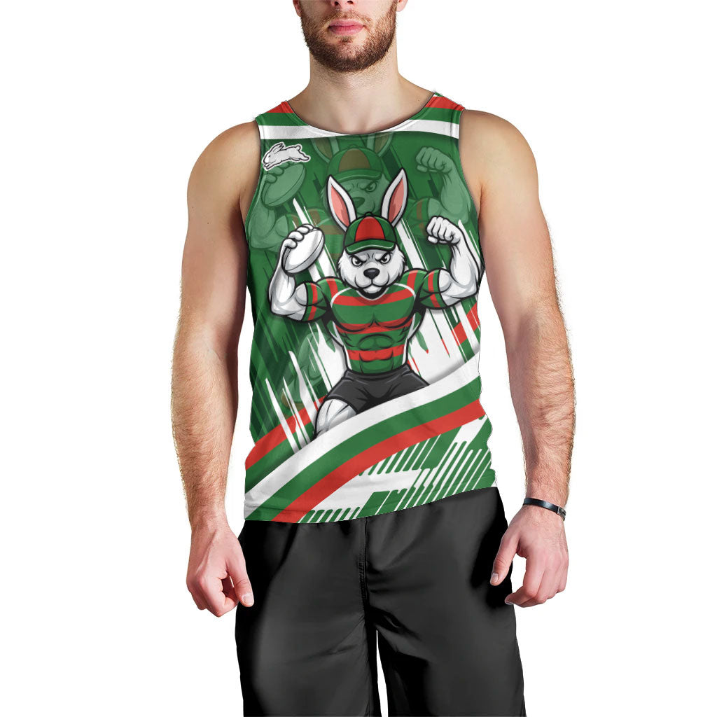 Rabbitohs Rugby Mascot Men Tank Top Fierce Athlete Graphic in Sports Style