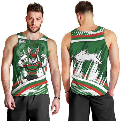 Rabbitohs Rugby Mascot Men Tank Top Fierce Athlete Graphic in Sports Style