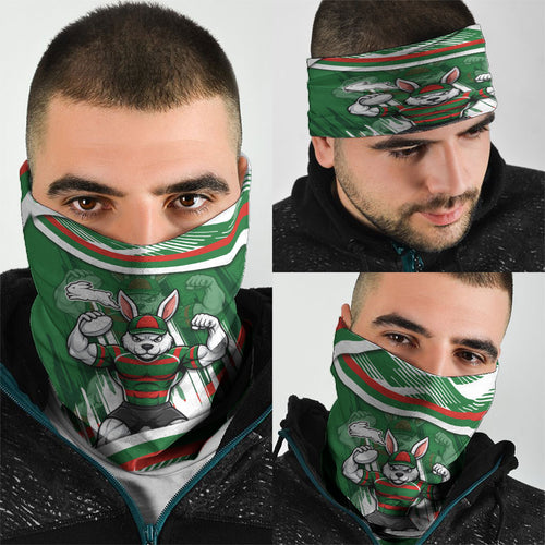 Rabbitohs Rugby Mascot Neck Gaiter Fierce Athlete Graphic in Sports Style
