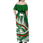 Rabbitohs Rugby Mascot Off Shoulder Maxi Dress Fierce Athlete Graphic in Sports Style