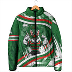 Rabbitohs Rugby Mascot Padded Jacket Fierce Athlete Graphic in Sports Style