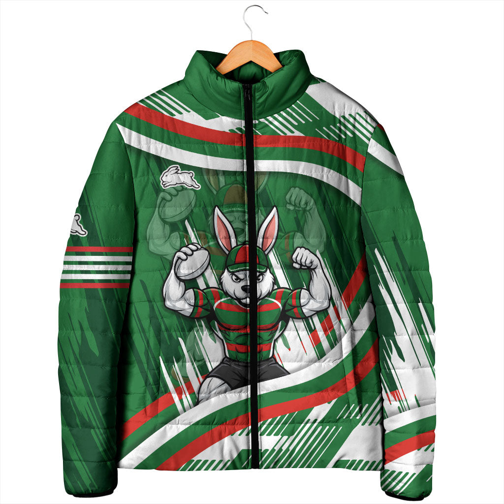 Rabbitohs Rugby Mascot Padded Jacket Fierce Athlete Graphic in Sports Style