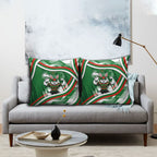 Rabbitohs Rugby Mascot Pillow Cover Fierce Athlete Graphic in Sports Style