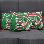 Rabbitohs Rugby Mascot Pillow Cover Fierce Athlete Graphic in Sports Style