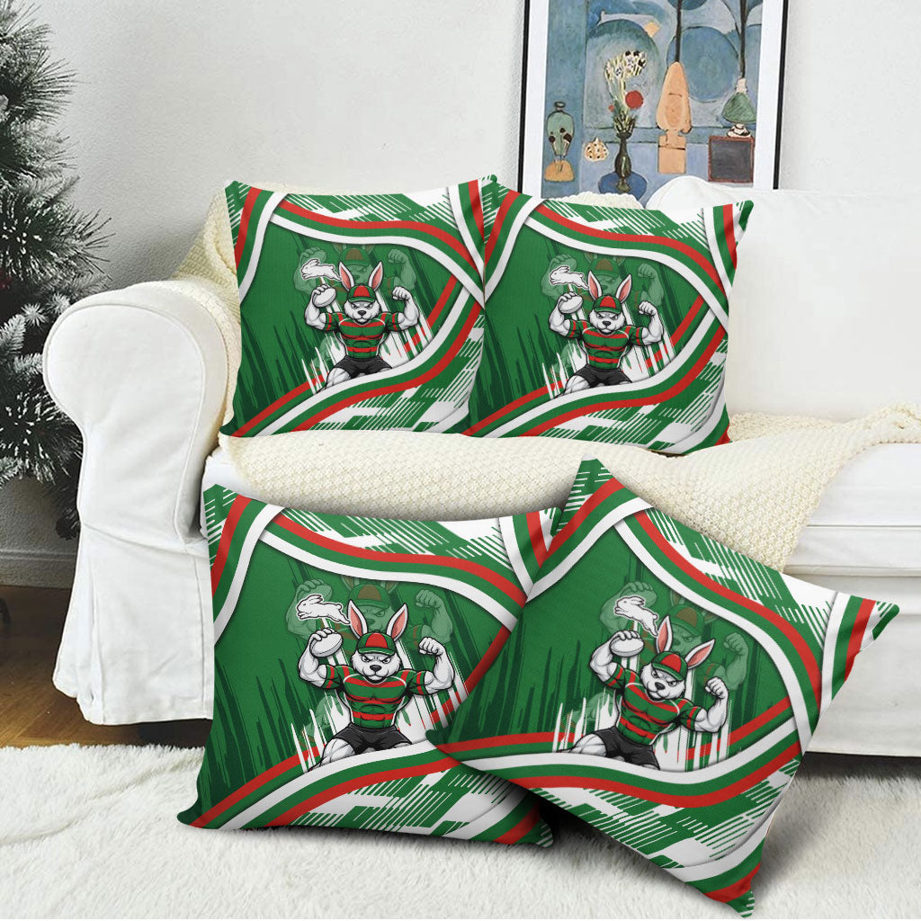 Rabbitohs Rugby Mascot Pillow Cover Fierce Athlete Graphic in Sports Style
