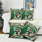 Rabbitohs Rugby Mascot Pillow Cover Fierce Athlete Graphic in Sports Style