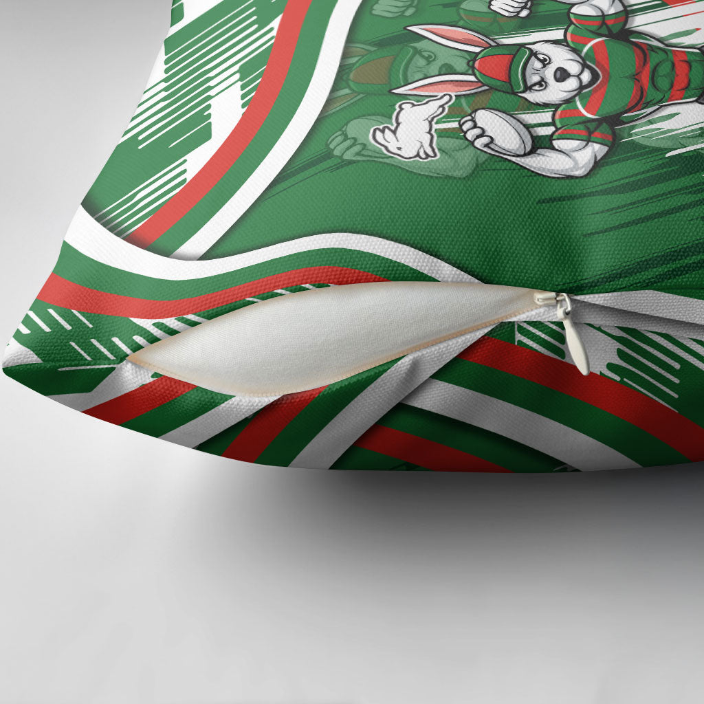 Rabbitohs Rugby Mascot Pillow Cover Fierce Athlete Graphic in Sports Style
