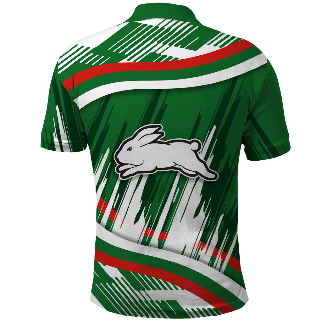 Rabbitohs Rugby Mascot Polo Shirt Fierce Athlete Graphic in Sports Style