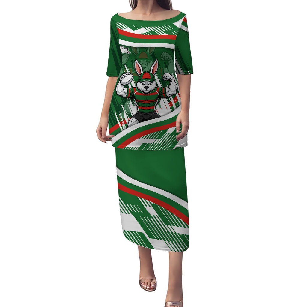Rabbitohs Rugby Mascot Puletasi Fierce Athlete Graphic in Sports Style