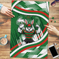 Rabbitohs Rugby Mascot Puzzle Fierce Athlete Graphic in Sports Style