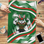 Rabbitohs Rugby Mascot Puzzle Fierce Athlete Graphic in Sports Style