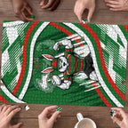 Rabbitohs Rugby Mascot Puzzle Fierce Athlete Graphic in Sports Style