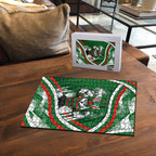 Rabbitohs Rugby Mascot Puzzle Fierce Athlete Graphic in Sports Style