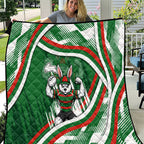 Rabbitohs Rugby Mascot Quilt Fierce Athlete Graphic in Sports Style