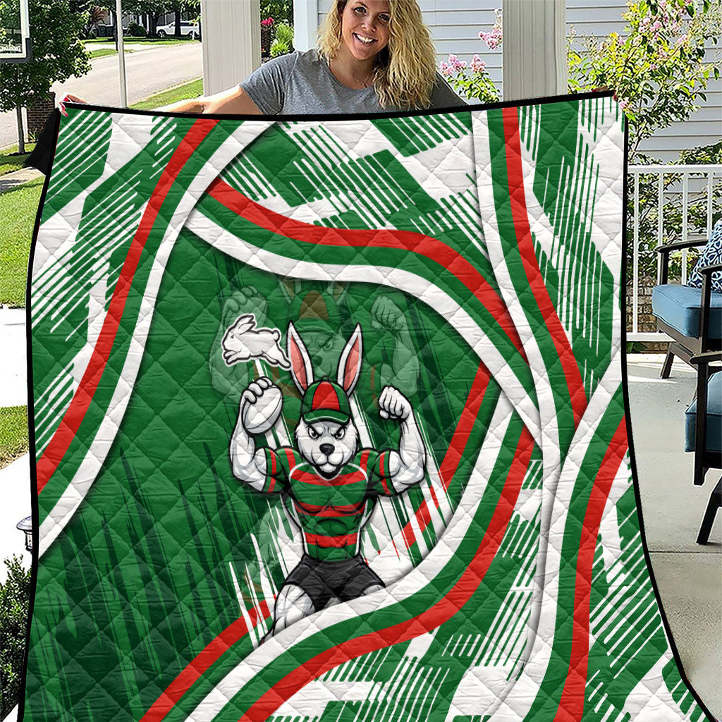 Rabbitohs Rugby Mascot Quilt Fierce Athlete Graphic in Sports Style