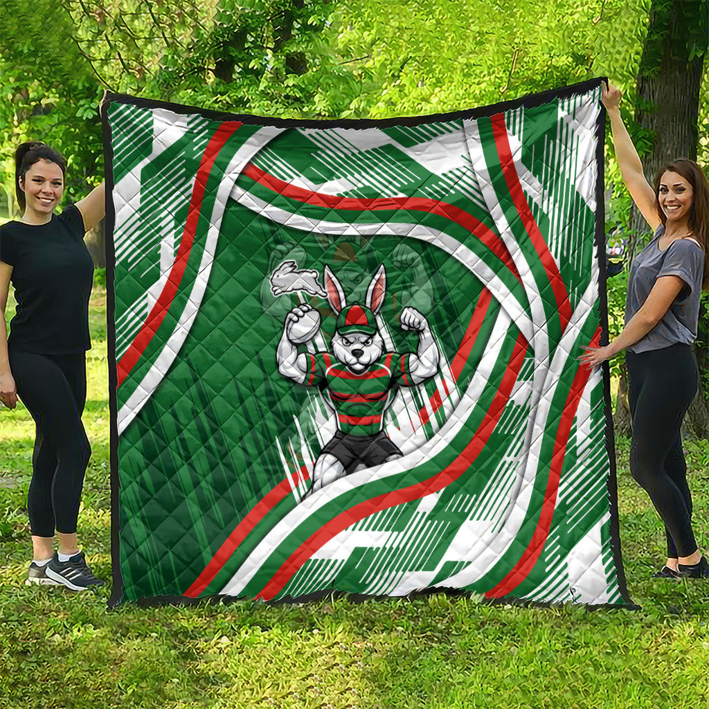 Rabbitohs Rugby Mascot Quilt Fierce Athlete Graphic in Sports Style