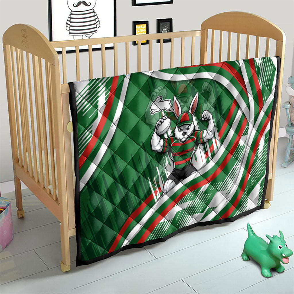Rabbitohs Rugby Mascot Quilt Fierce Athlete Graphic in Sports Style